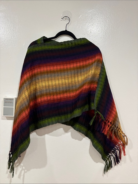Other - Women's Multicolor Striped Fringe Poncho Style